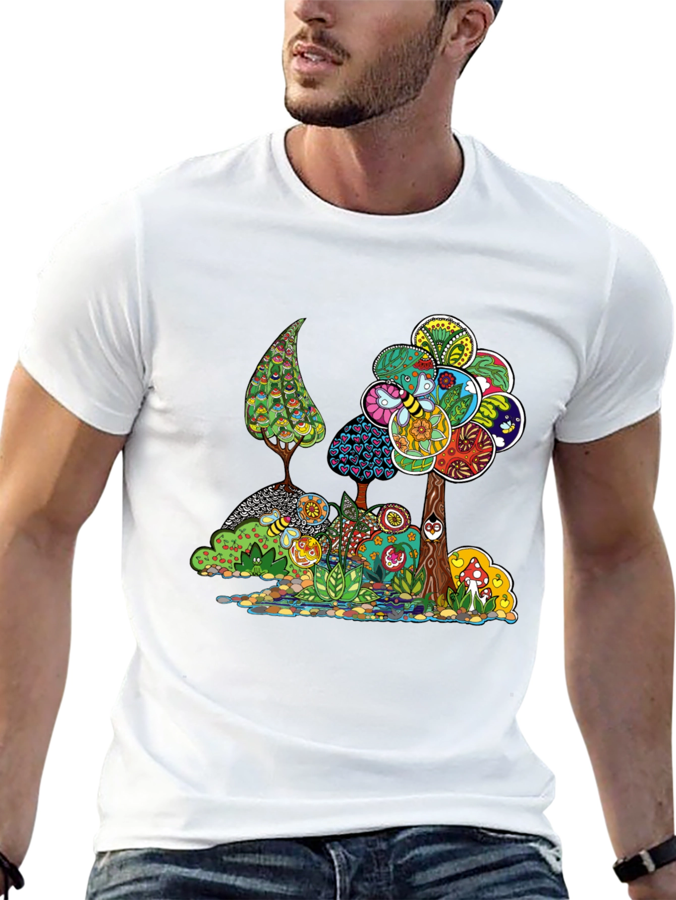 Psychedelic Tree Graphic Black T-Shirt