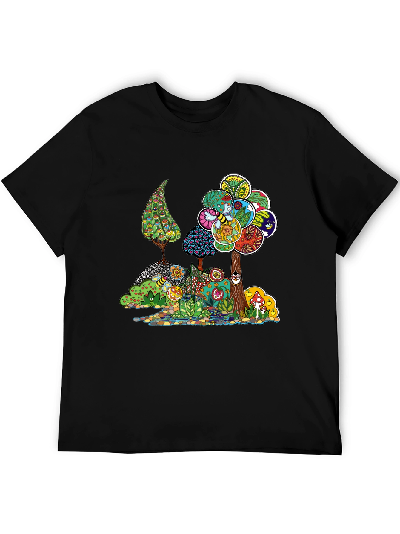 Psychedelic Tree Graphic Black T-Shirt
