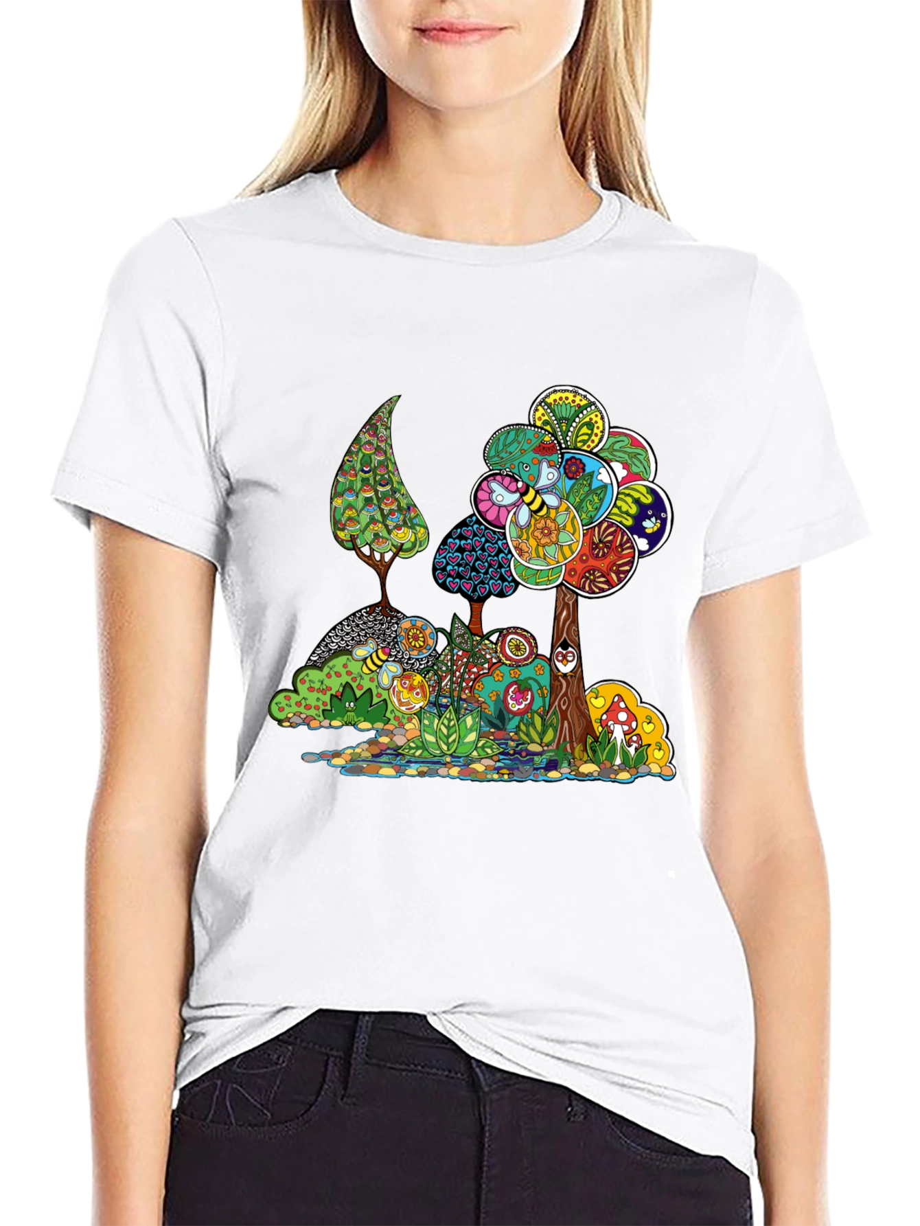 Psychedelic Tree Graphic Black T-Shirt
