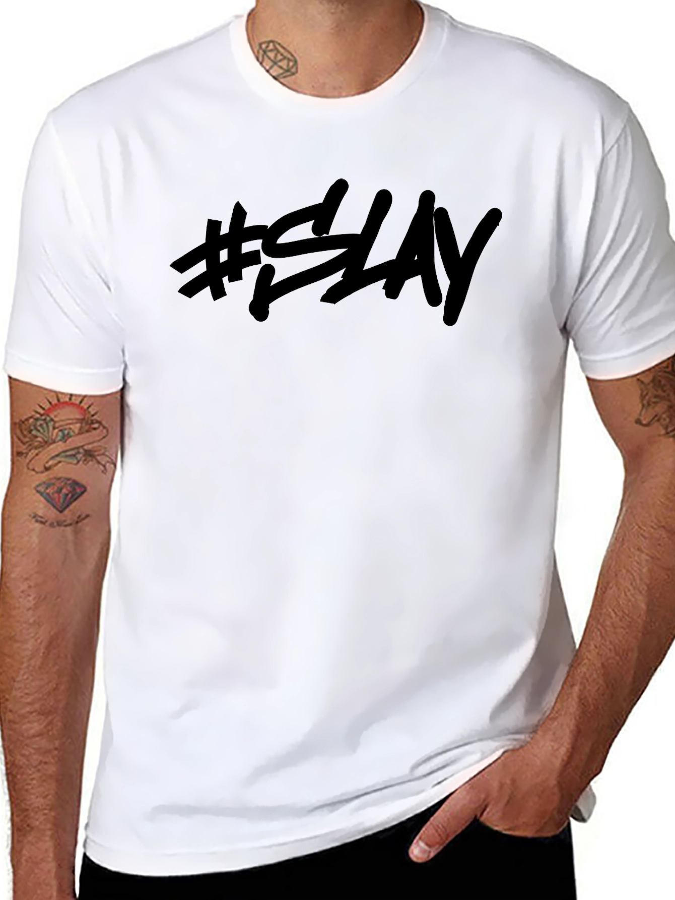 #SLAY Black Graphic Tee - Trendy Casual Style
