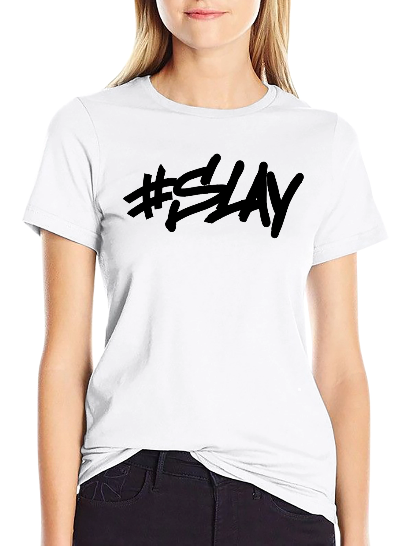 #SLAY Black Graphic Tee - Trendy Casual Style