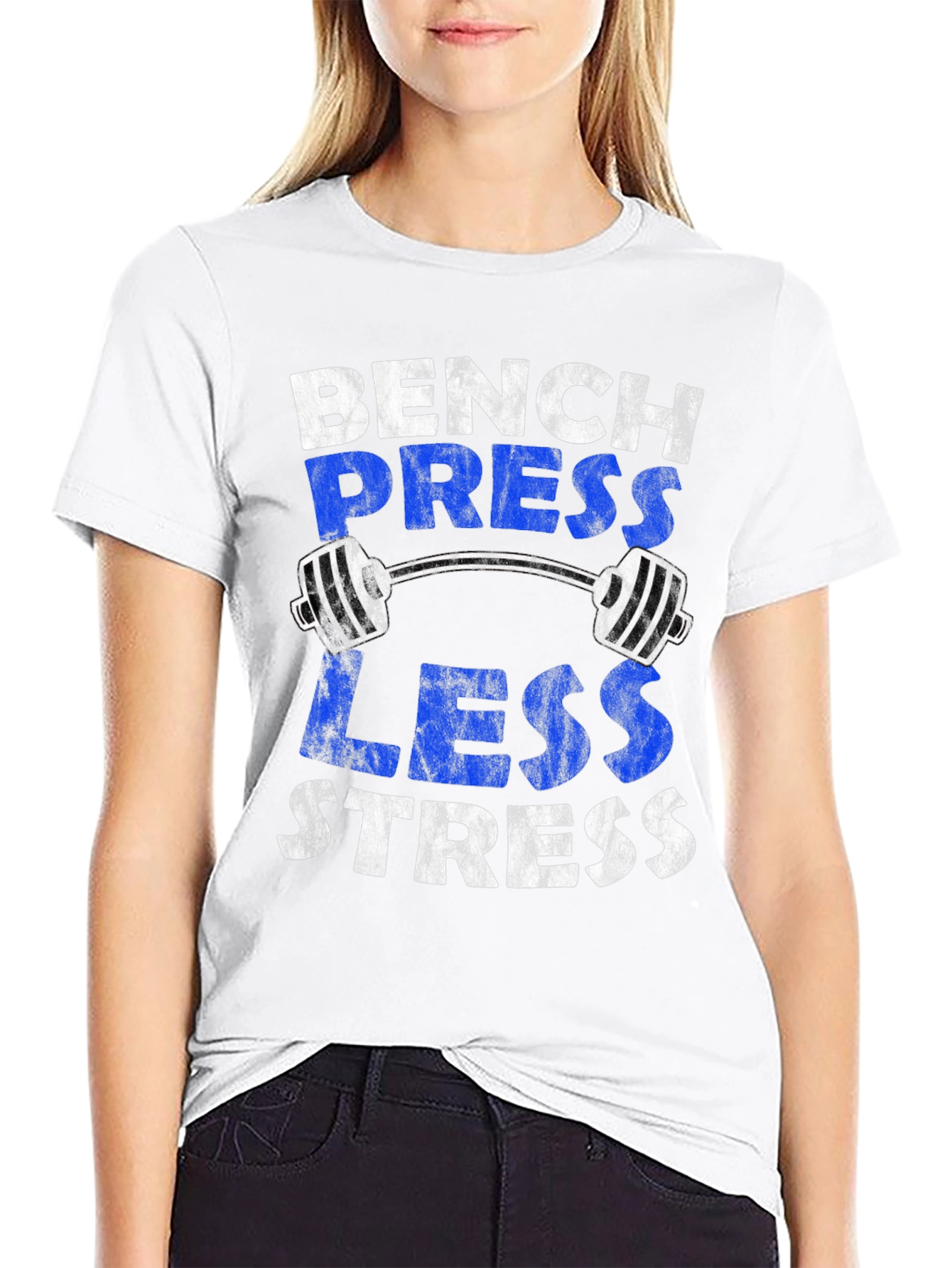 Bench Press Less Stress Graphic Tee