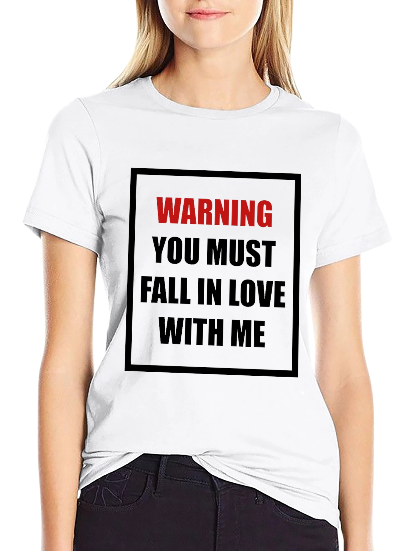 Warning: Fall In Love Black T-Shirt