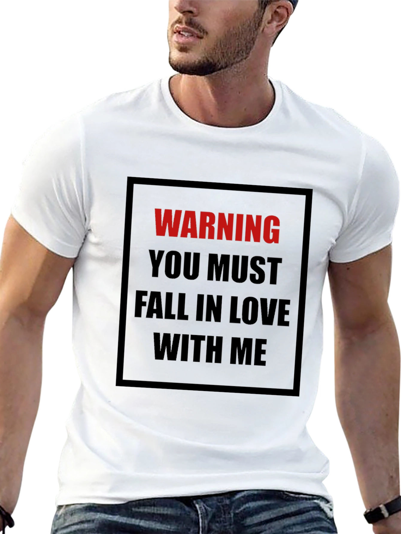 Warning: Fall In Love Black T-Shirt