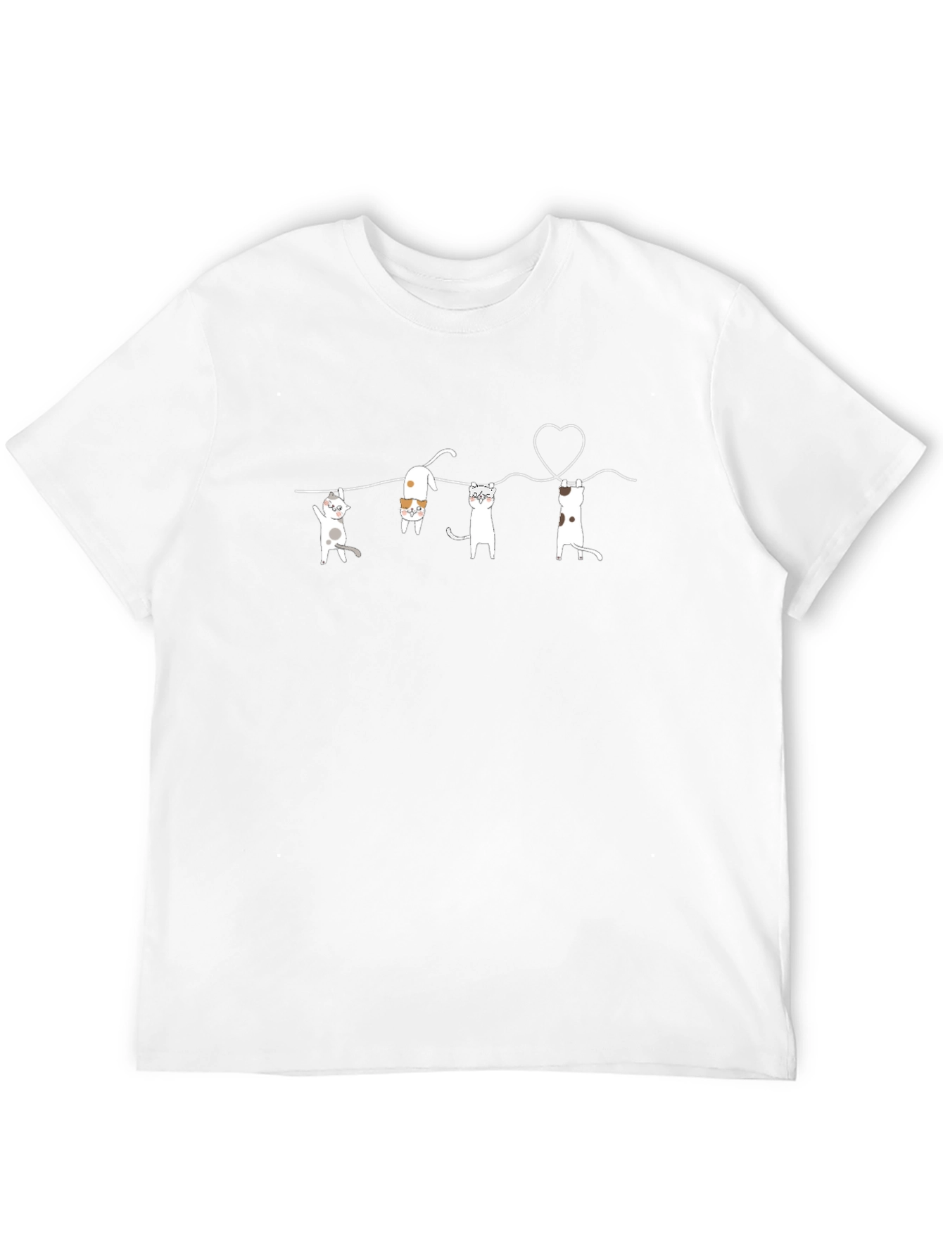 Cute Cats on a Line Graphic Tee - Black