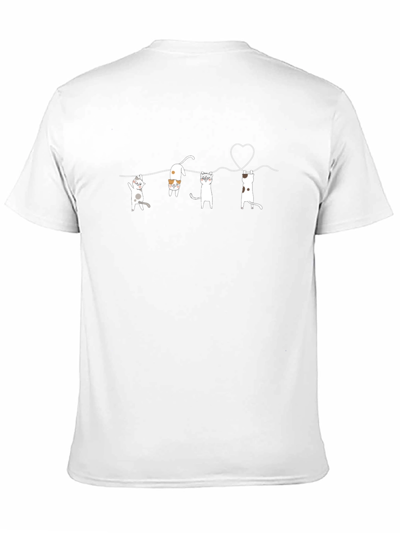 Cute Cats on a Line Graphic Tee - Black