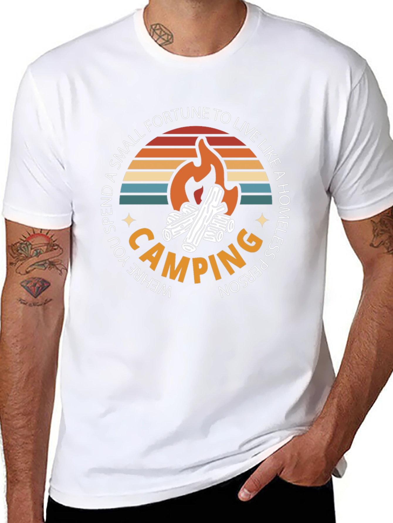 Camping Graphic T-Shirt: Spend a Fortune Live Homeless