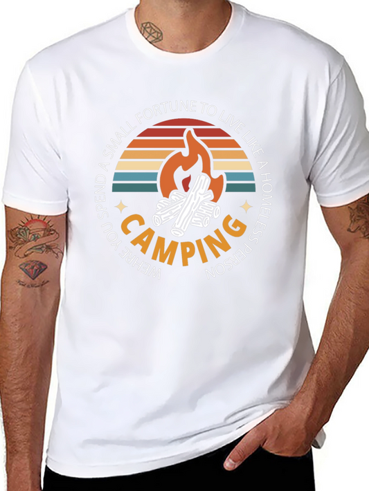 Camping Graphic T-Shirt: Spend a Fortune Live Homeless