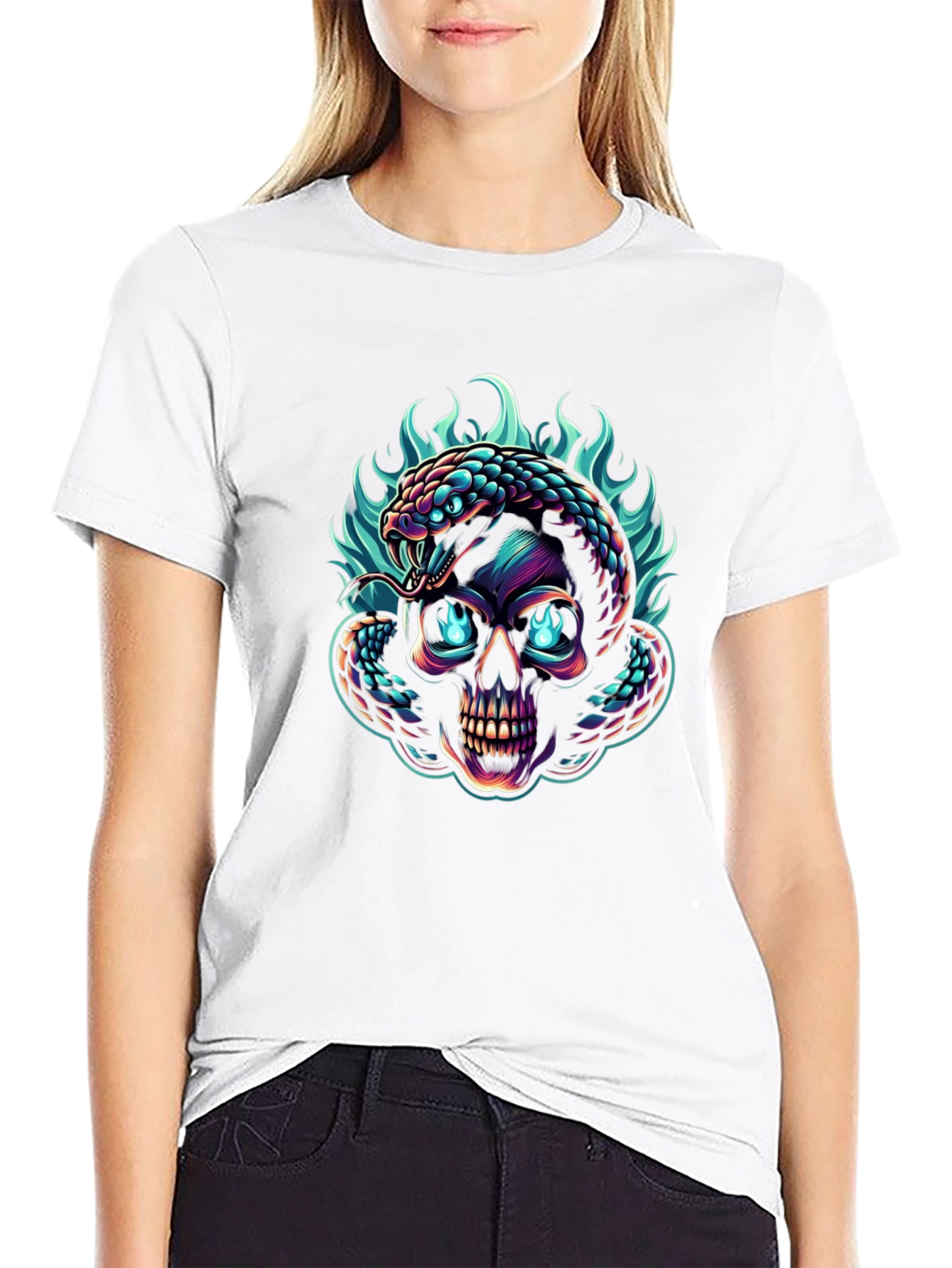 Skull & Snake Graphic Tee - Edgy Style
