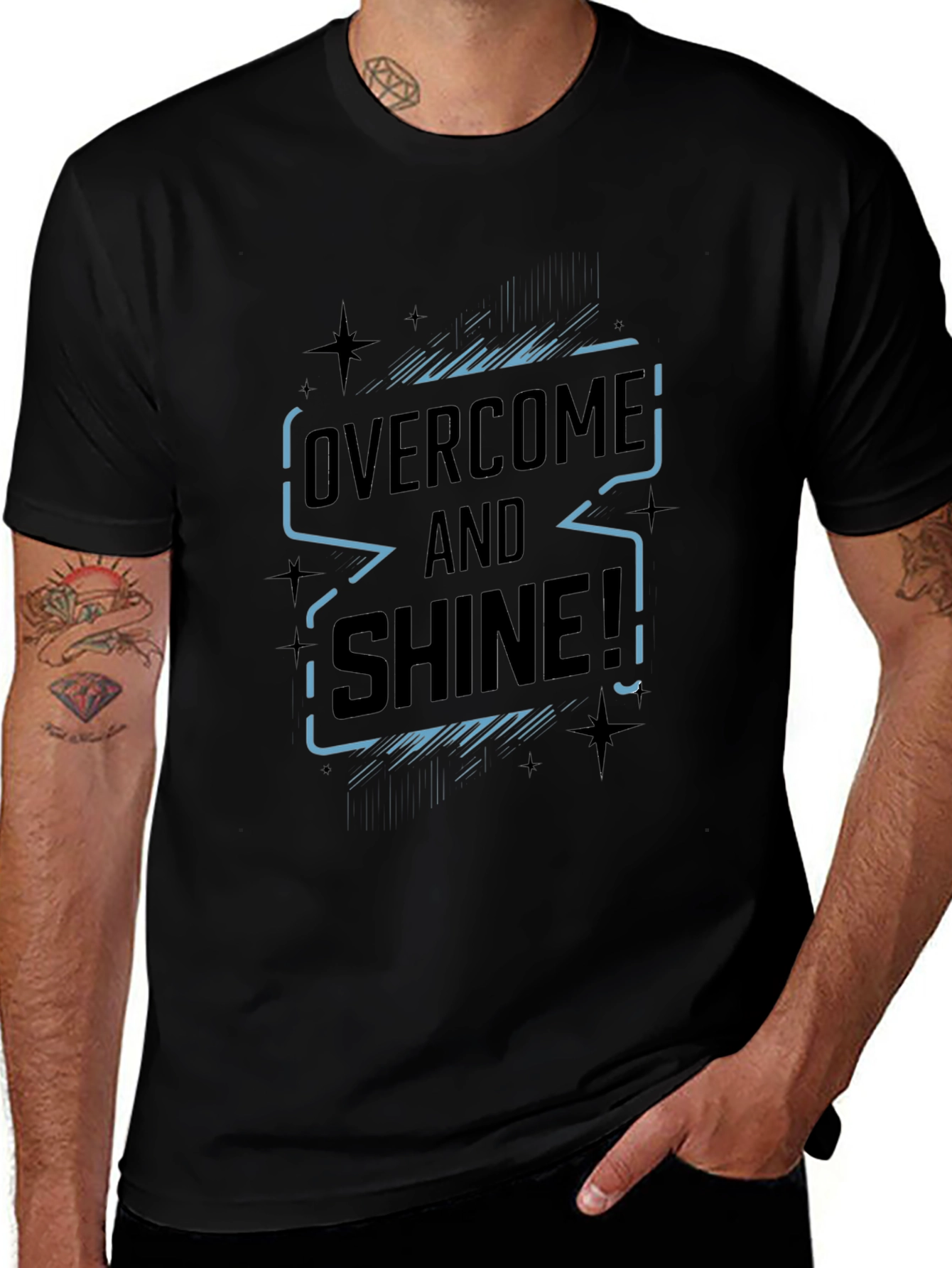 Overcome and Shine Black Graphic T-Shirt