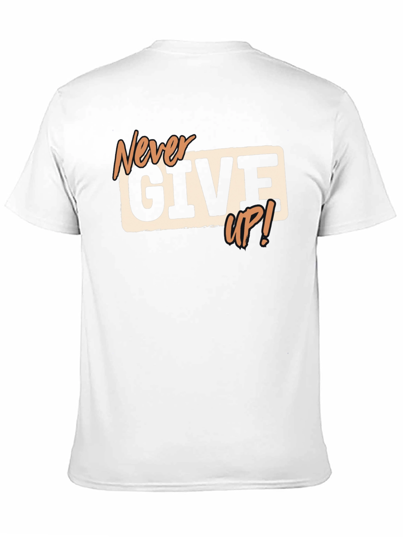 Never Give Up! Black Graphic T-Shirt