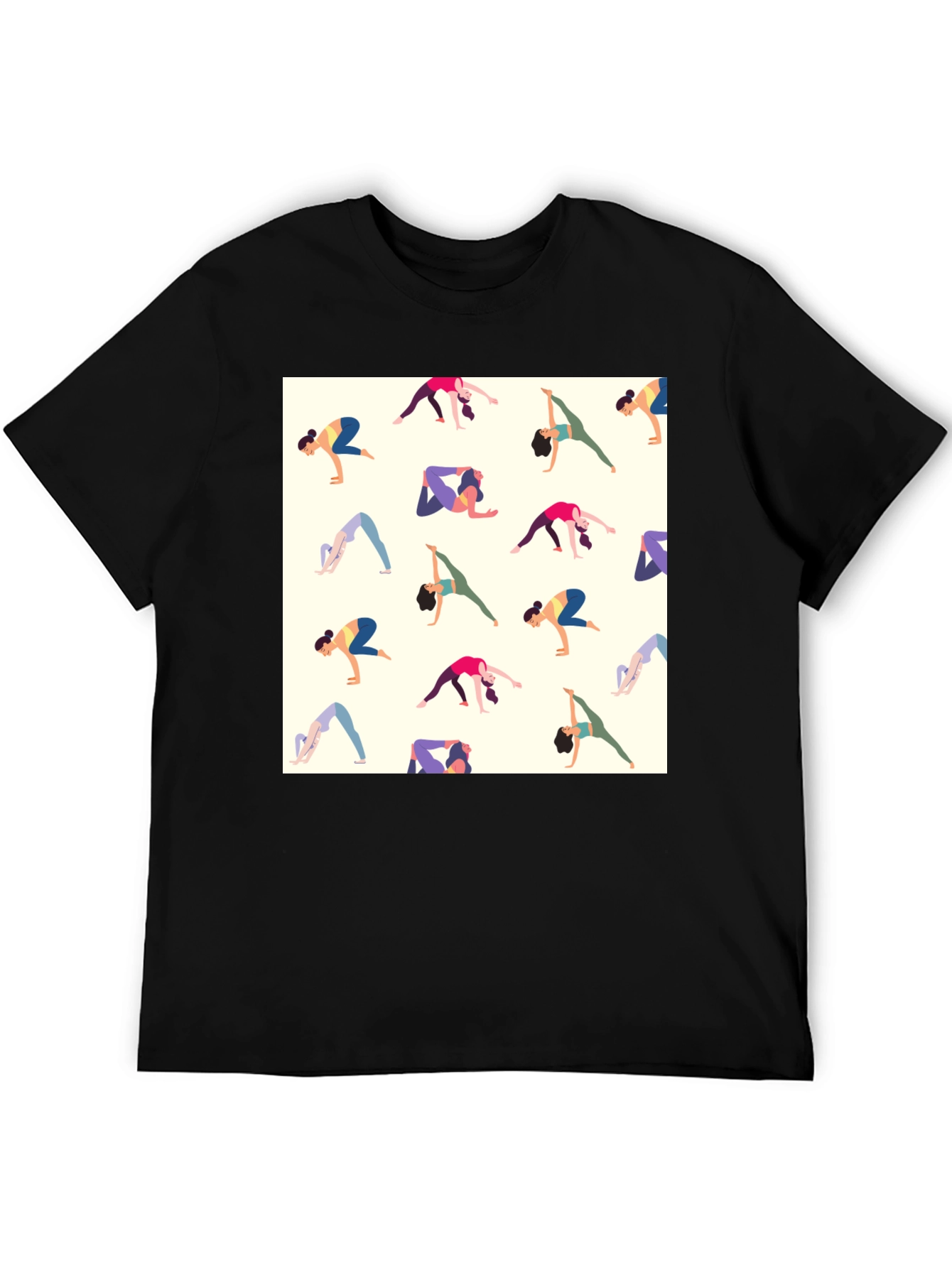Yoga Patterned Tee - Black Graphic T-Shirt