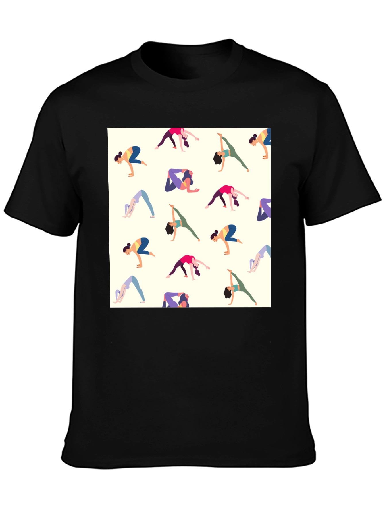 Yoga Patterned Tee - Black Graphic T-Shirt