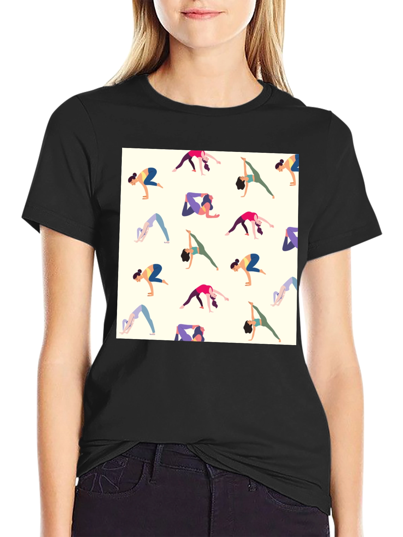 Yoga Patterned Tee - Black Graphic T-Shirt