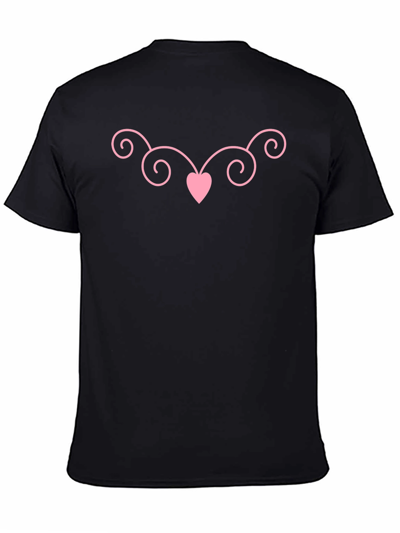 Pink Heart & Swirl Black T-Shirt