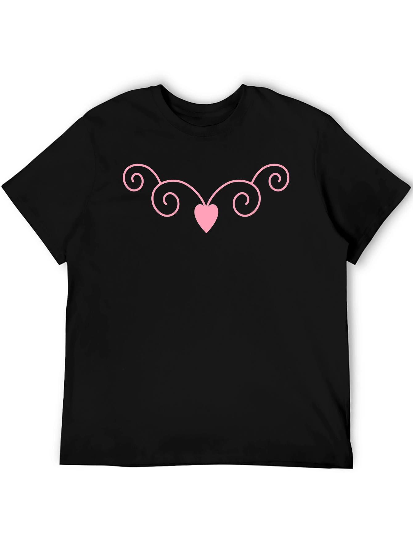 Pink Heart & Swirl Black T-Shirt