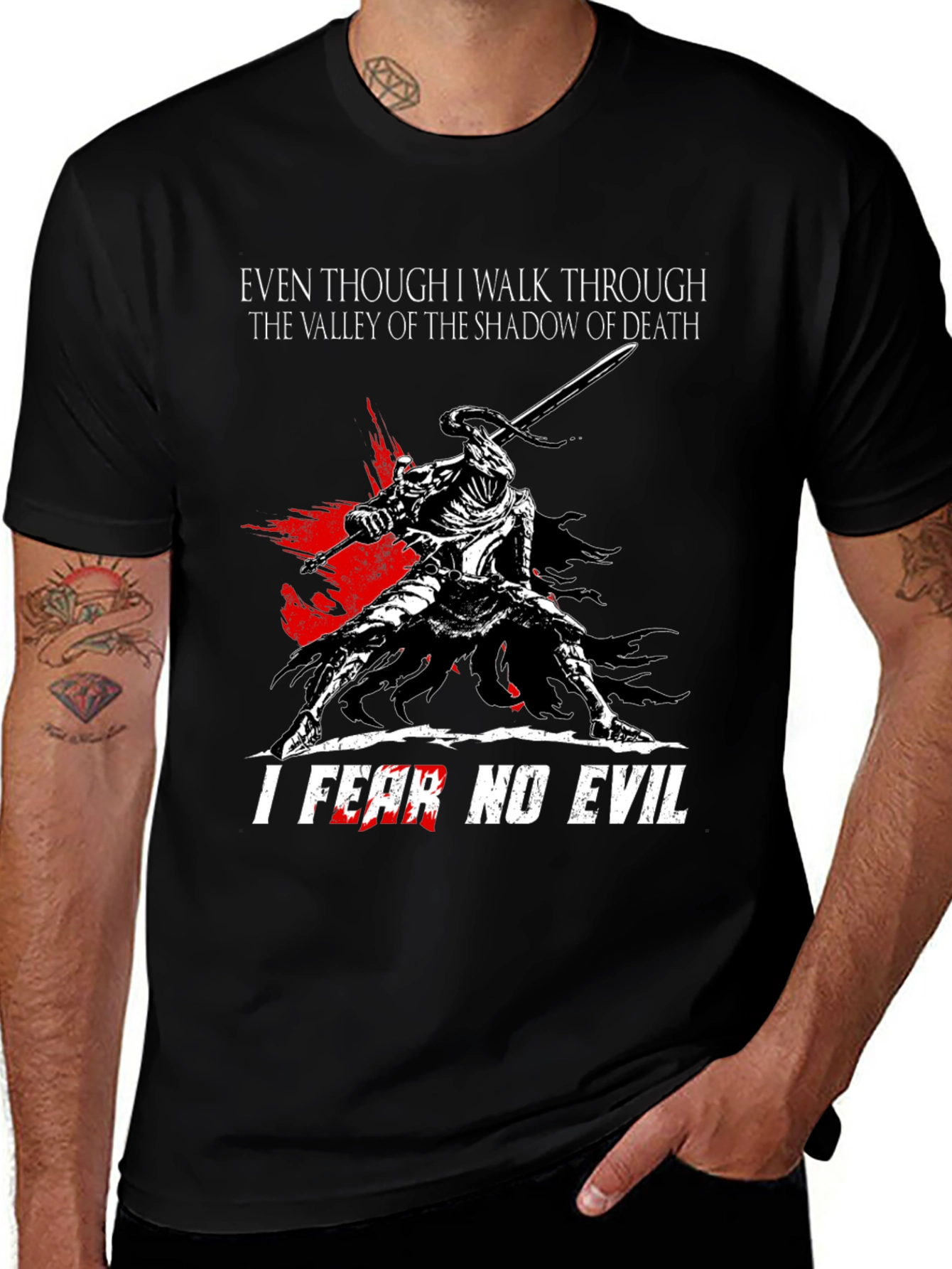 Shadow of Death T-Shirt: Fear No Evil Knight Design