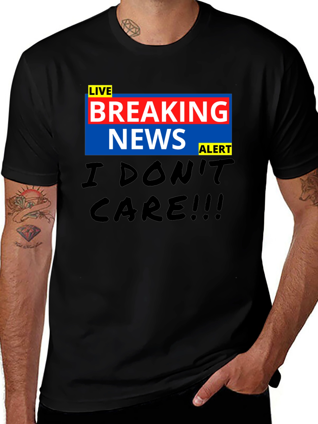 Breaking News I Dont Care Black T-Shirt