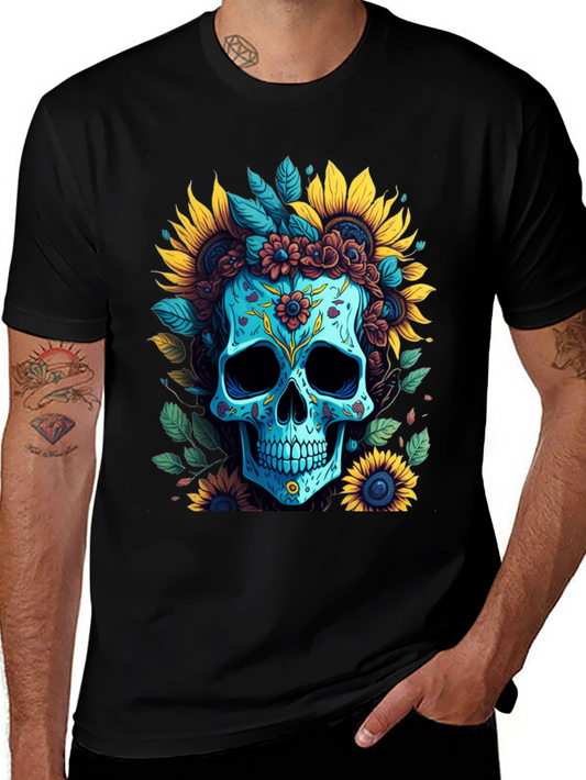 Floral Skull Graphic T-Shirt