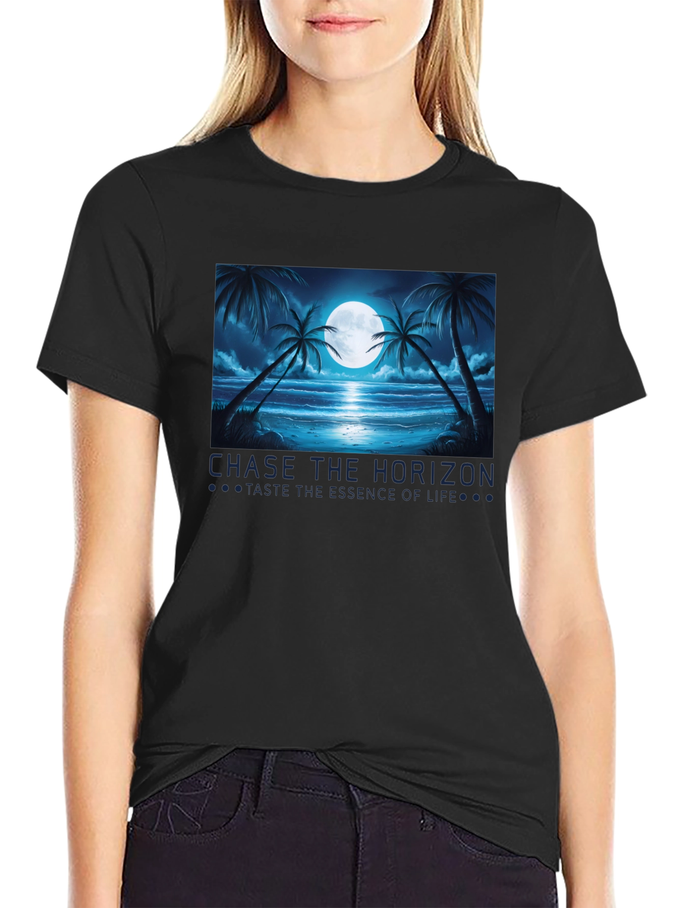 Chase the Horizon Black Graphic Tee