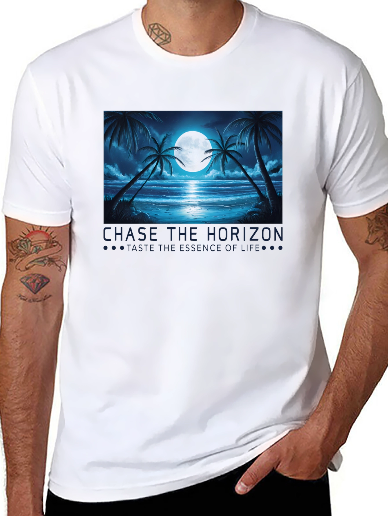 Chase the Horizon Black Graphic Tee