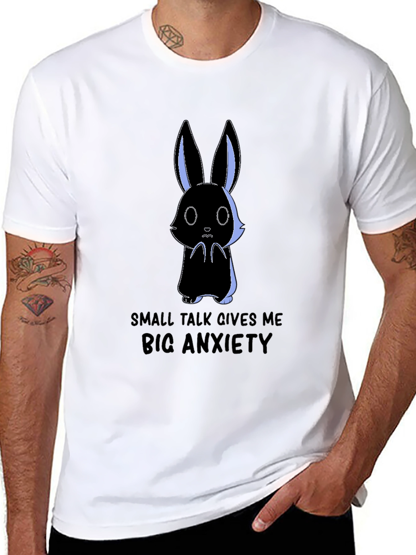 Anxiety Rabbit Graphic Tee - Soft Cotton Comfort