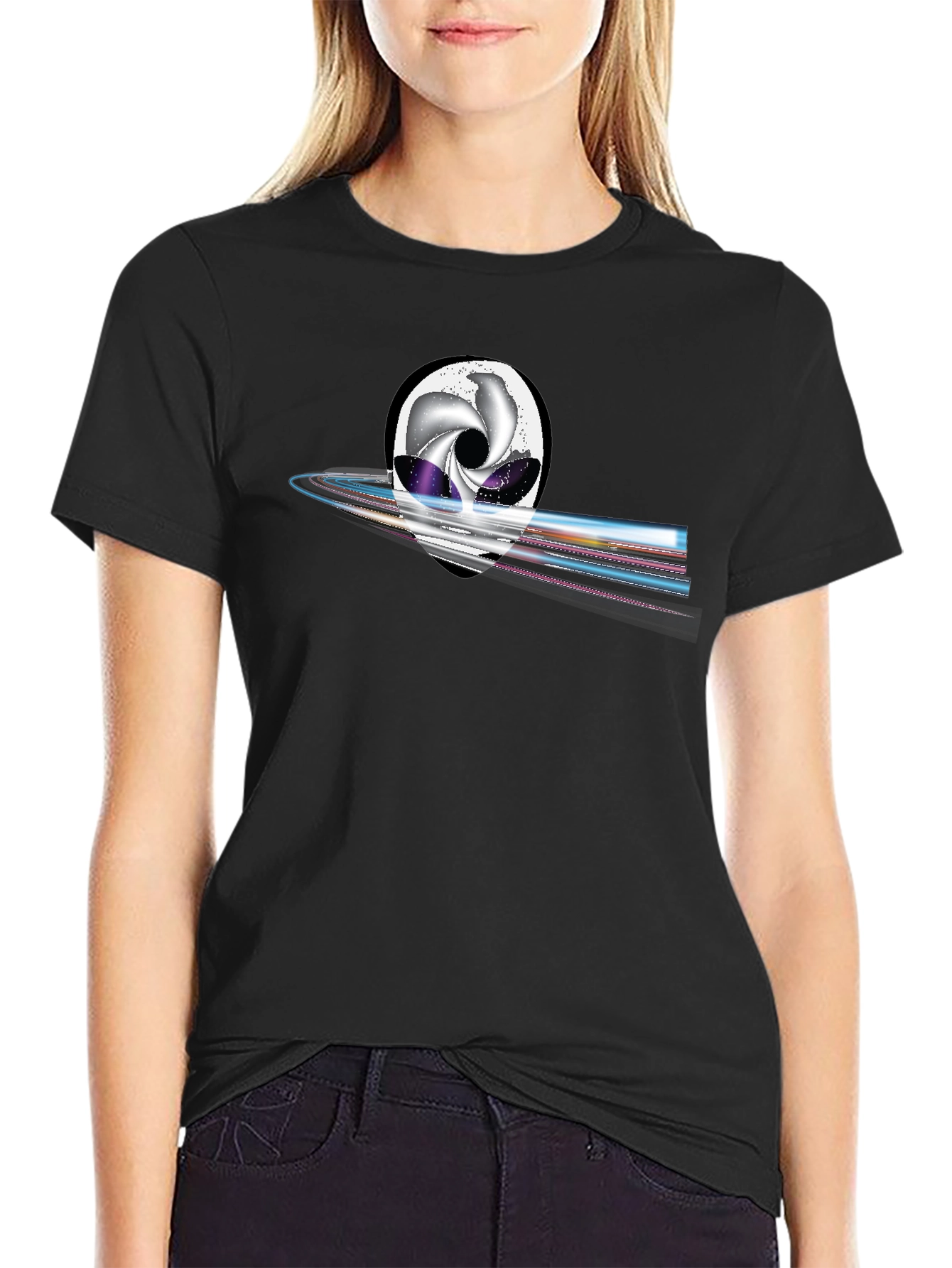 Abstract Alien Head Black T-Shirt