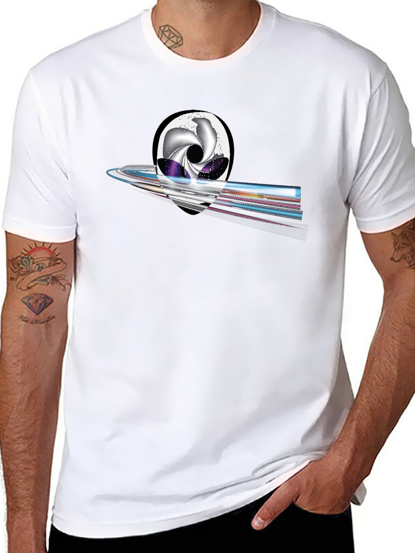 Abstract Alien Head Black T-Shirt