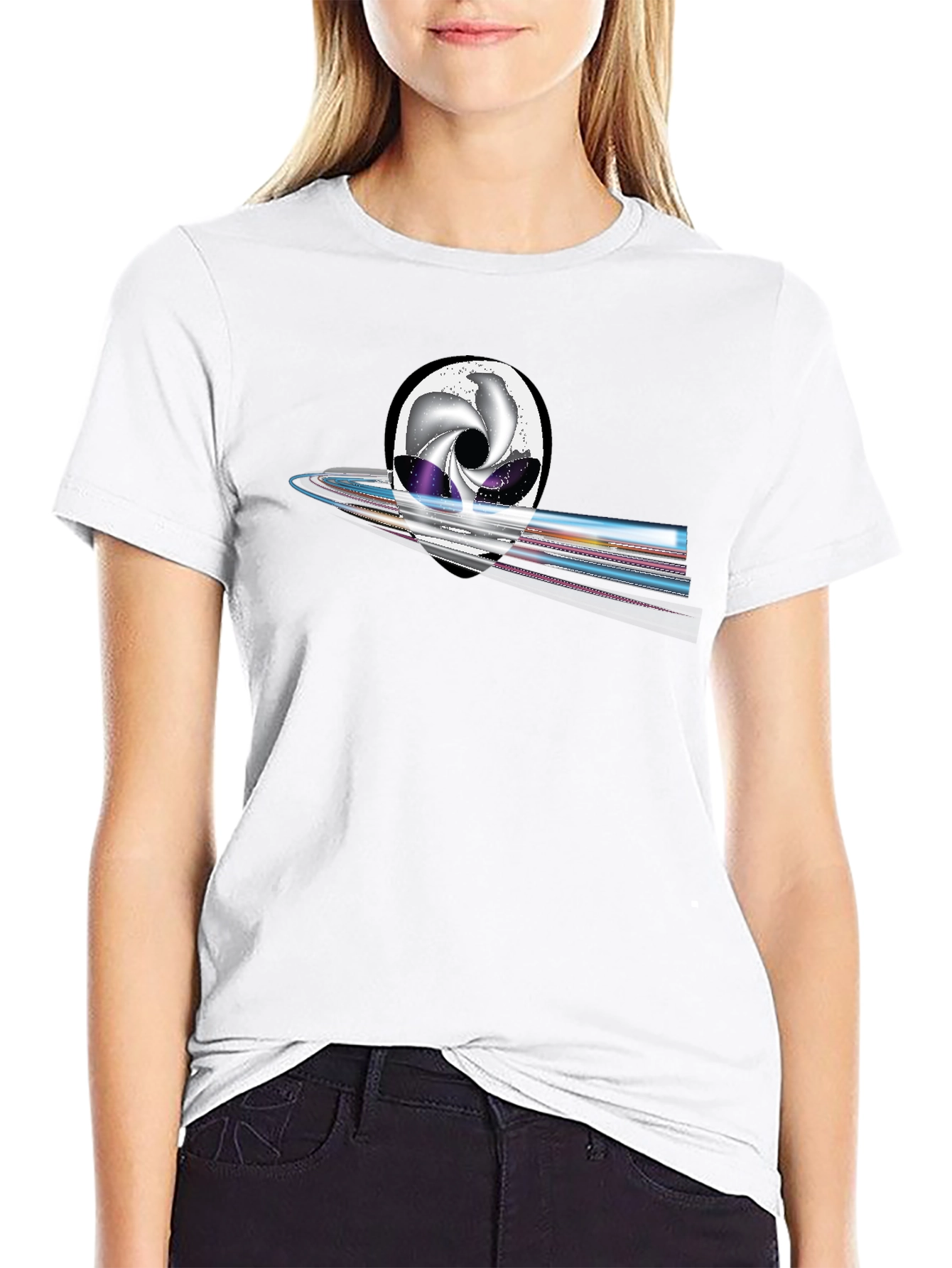 Abstract Alien Head Black T-Shirt