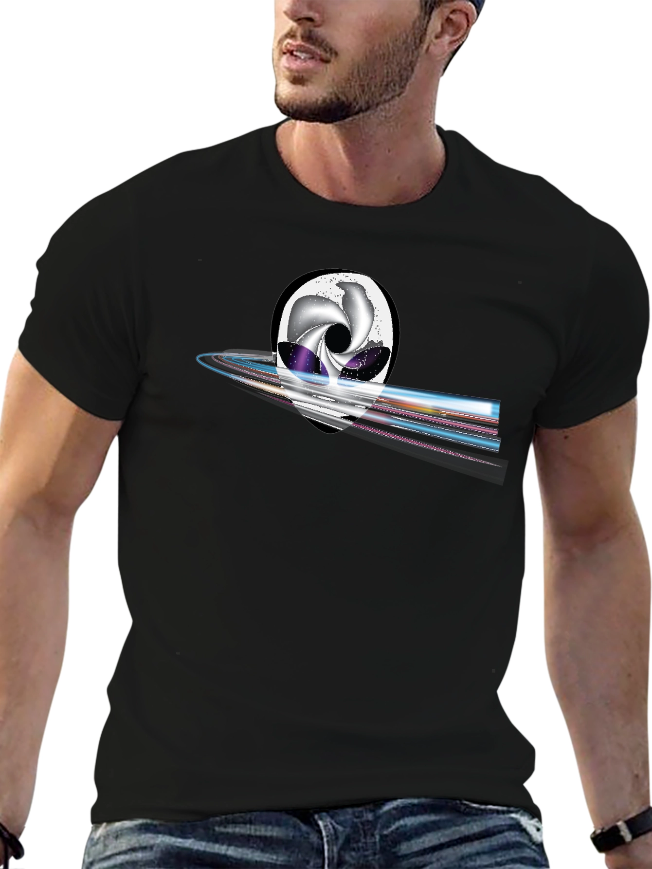 Abstract Alien Head Black T-Shirt