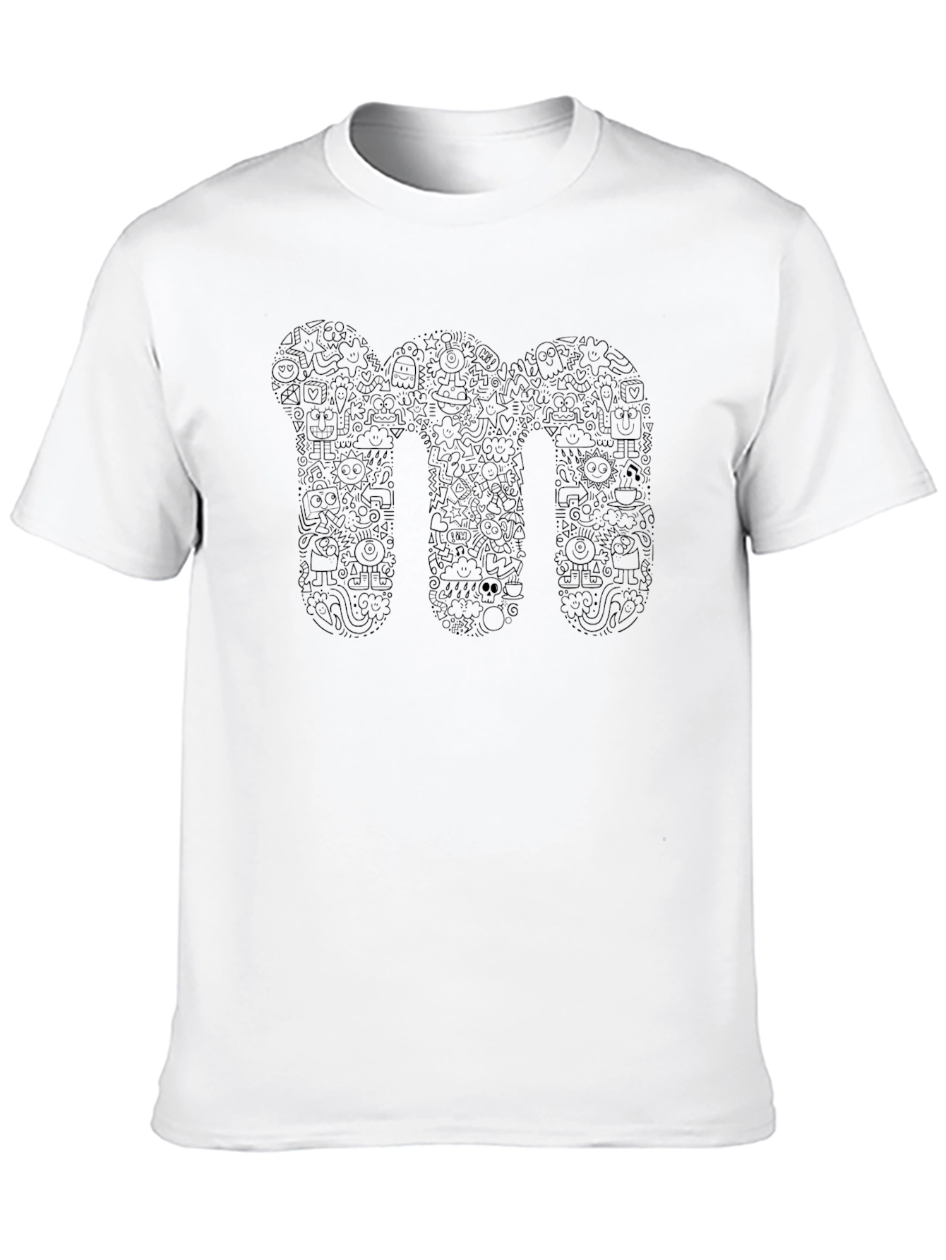 Doodle M Graphic Tee - Black Cotton T-Shirt