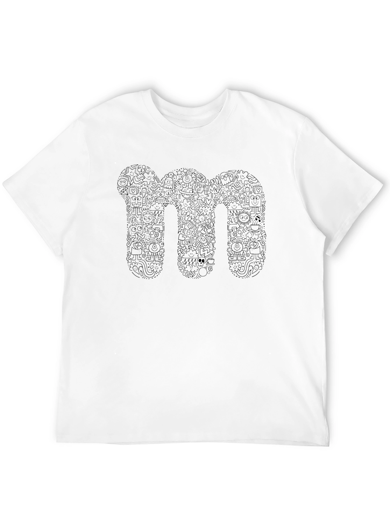 Doodle M Graphic Tee - Black Cotton T-Shirt
