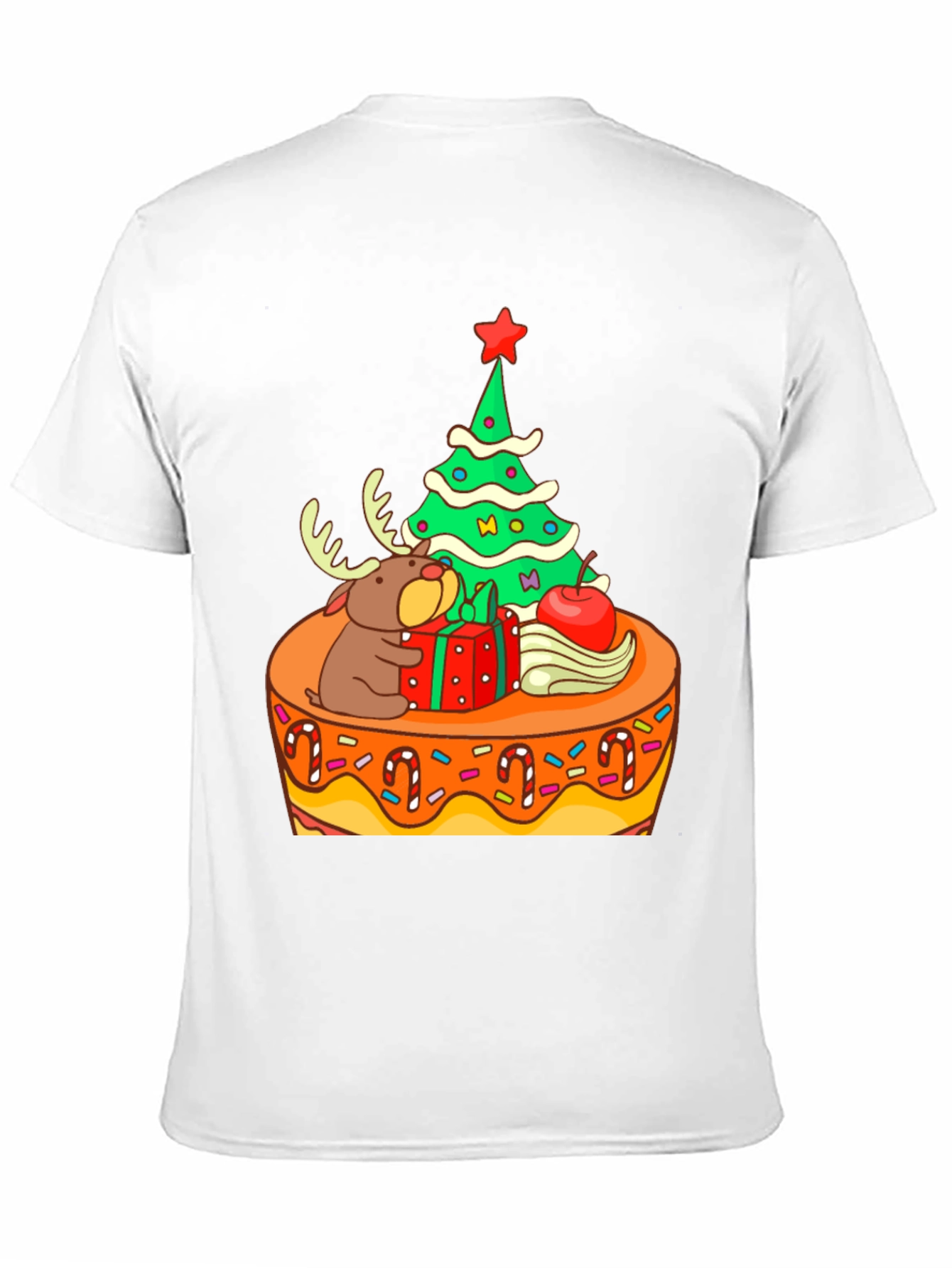 Festive Christmas Tree & Reindeer Graphic Tee