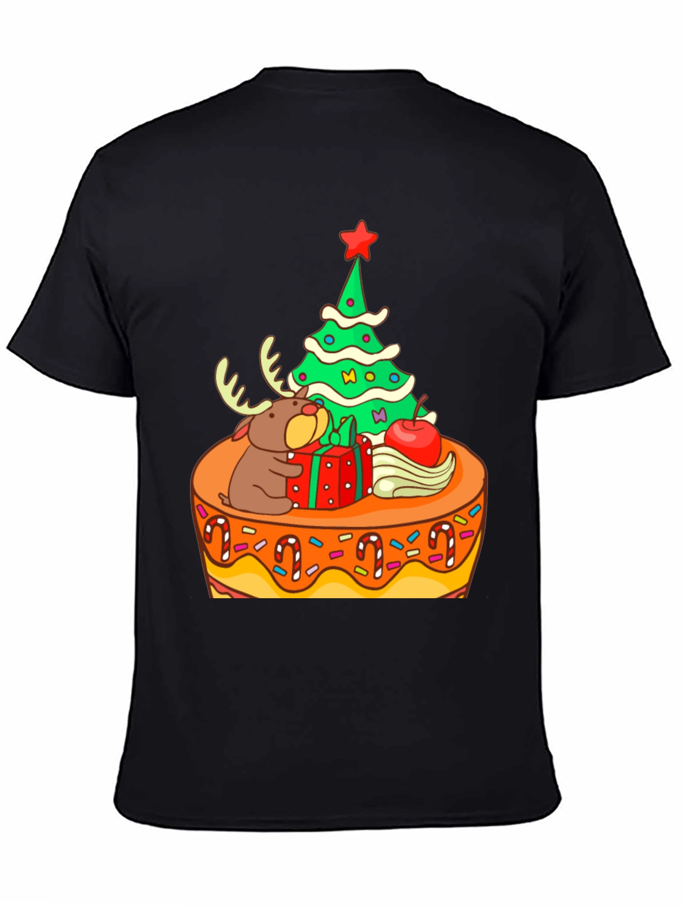 Festive Christmas Tree & Reindeer Graphic Tee