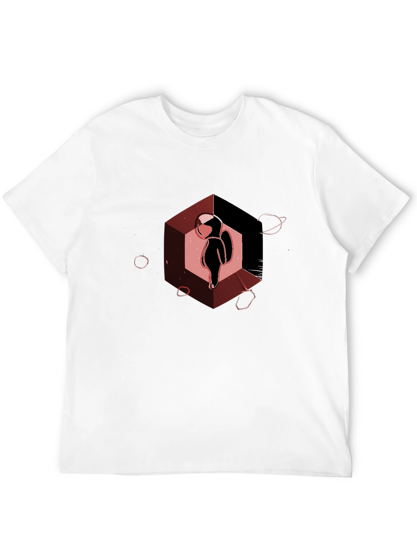Astronaut in Hexagon Graphic T-Shirt - Black
