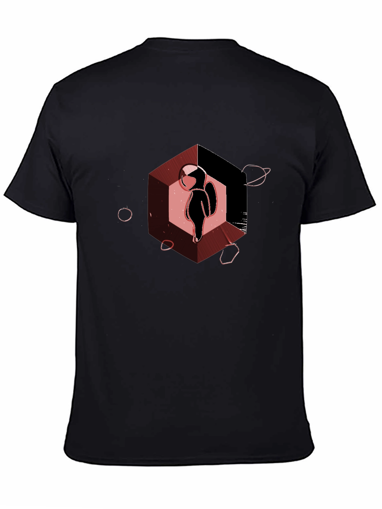 Astronaut in Hexagon Graphic T-Shirt - Black