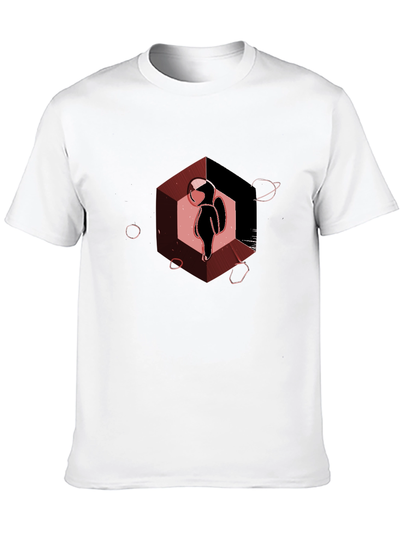 Astronaut in Hexagon Graphic T-Shirt - Black
