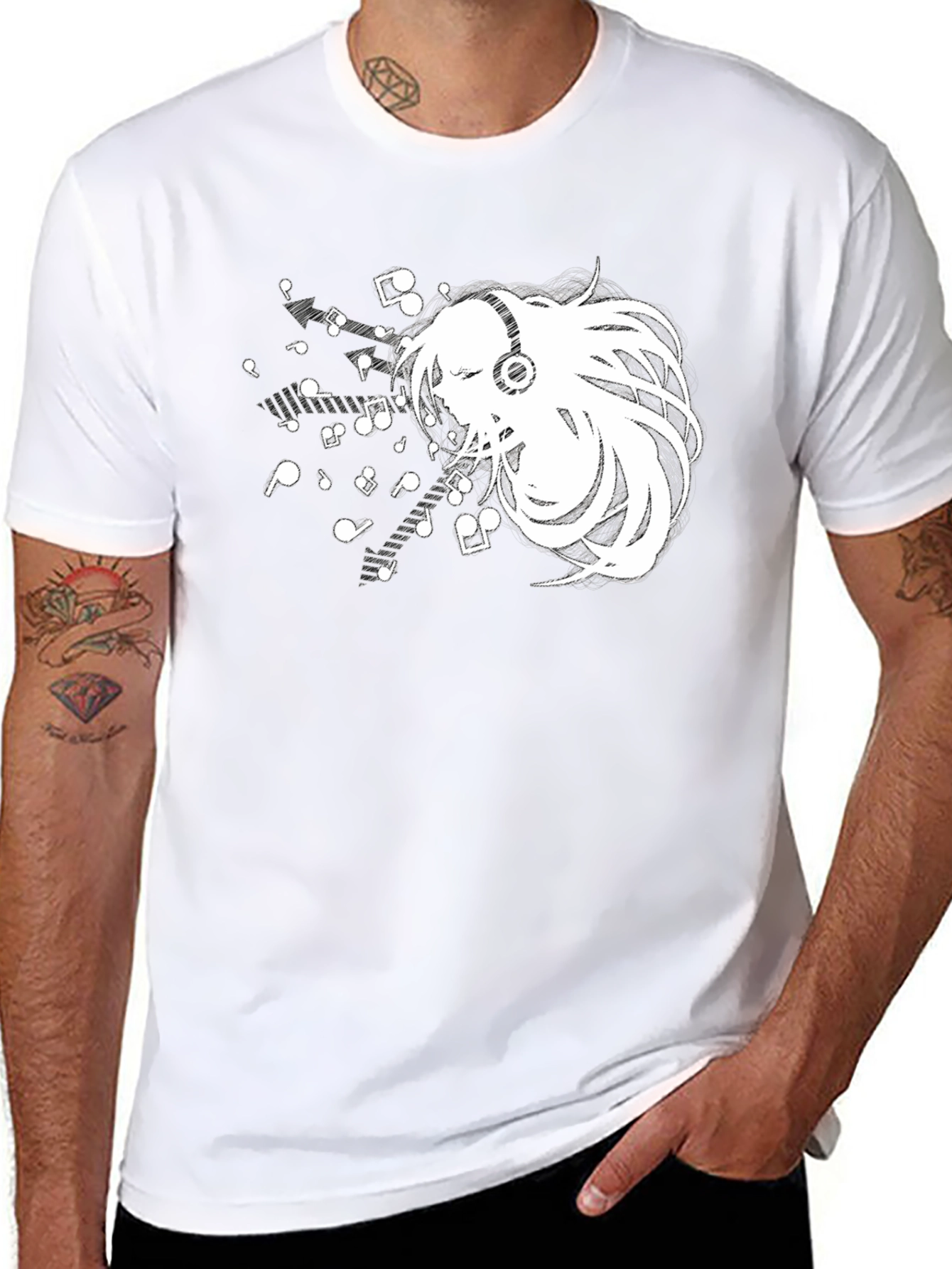 Anime Music Lover Black T-Shirt