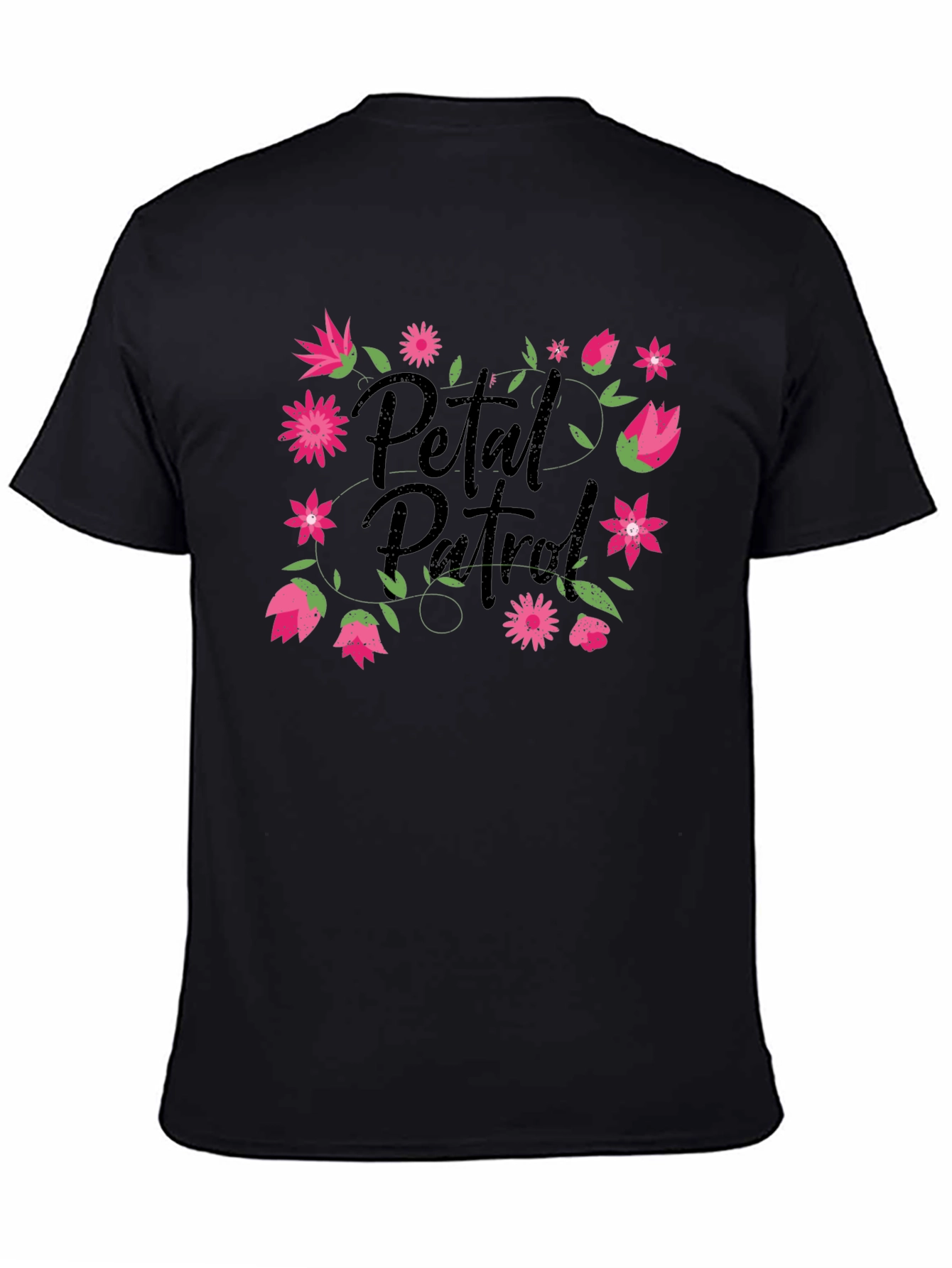 Petal Patrol Graphic Tee - Black Cotton T-Shirt