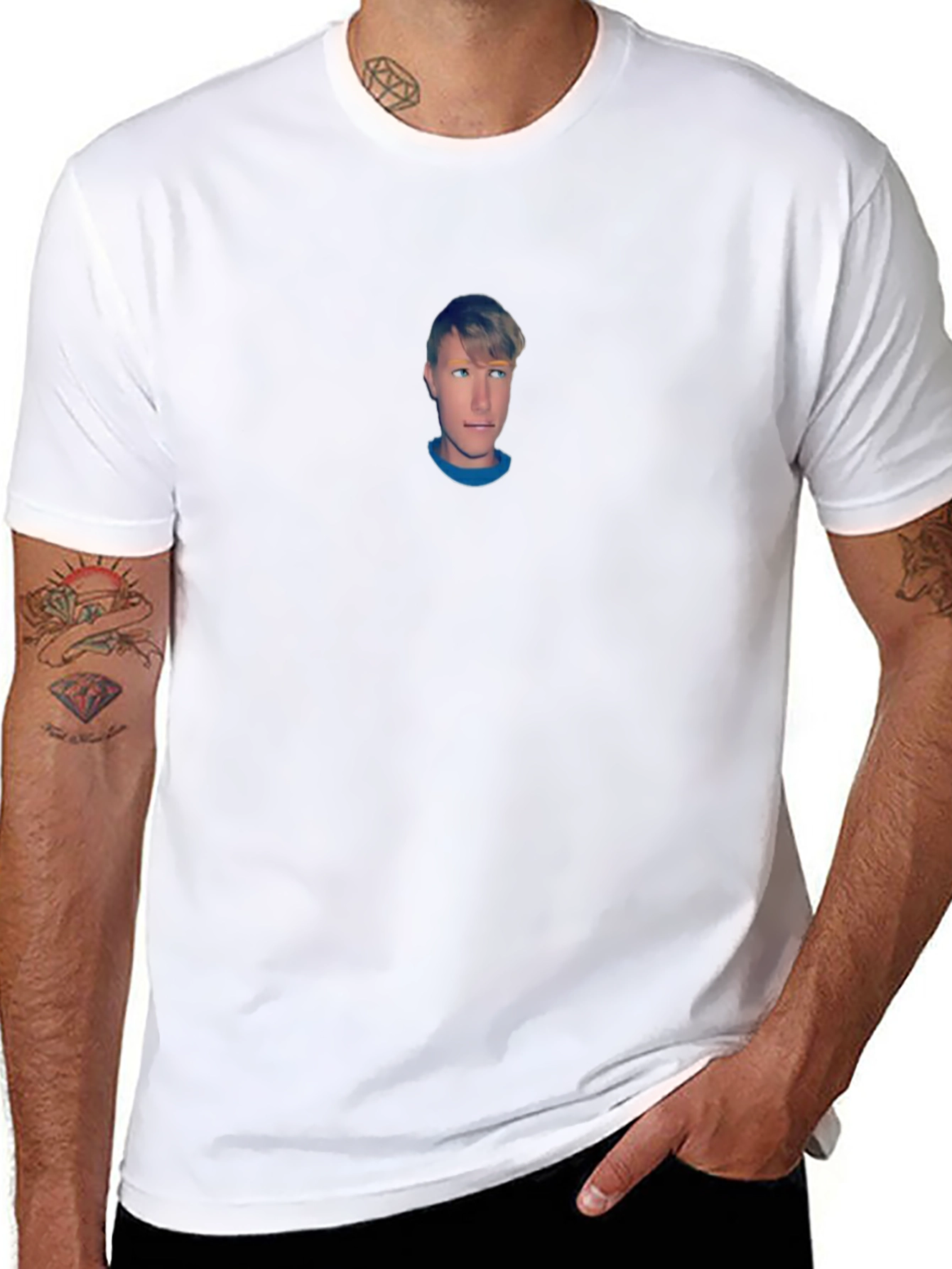 Black T-Shirt with Custom Portrait Design