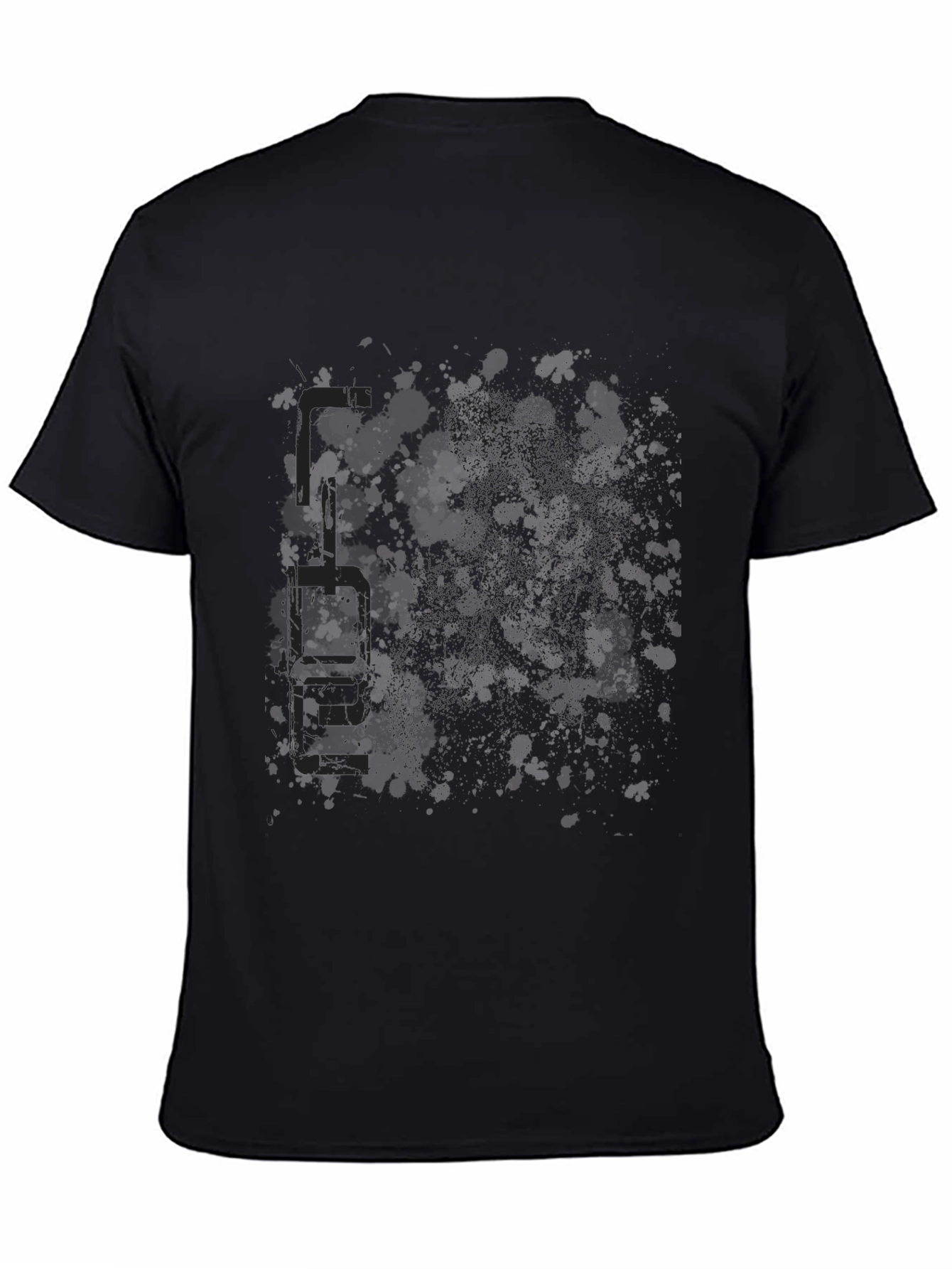 Mens Graphic Black T-Shirt - Abstract Splatter Design