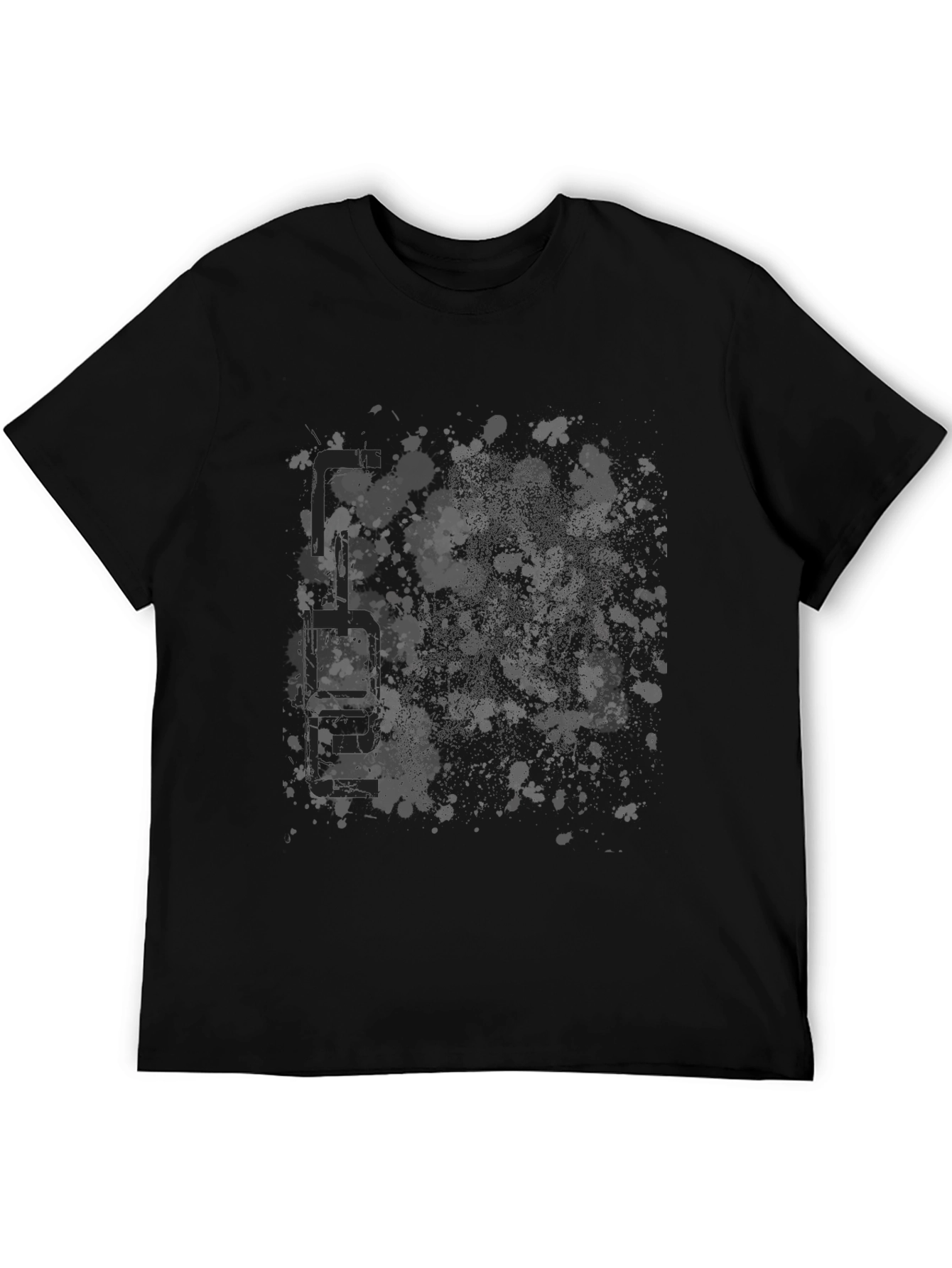Mens Graphic Black T-Shirt - Abstract Splatter Design