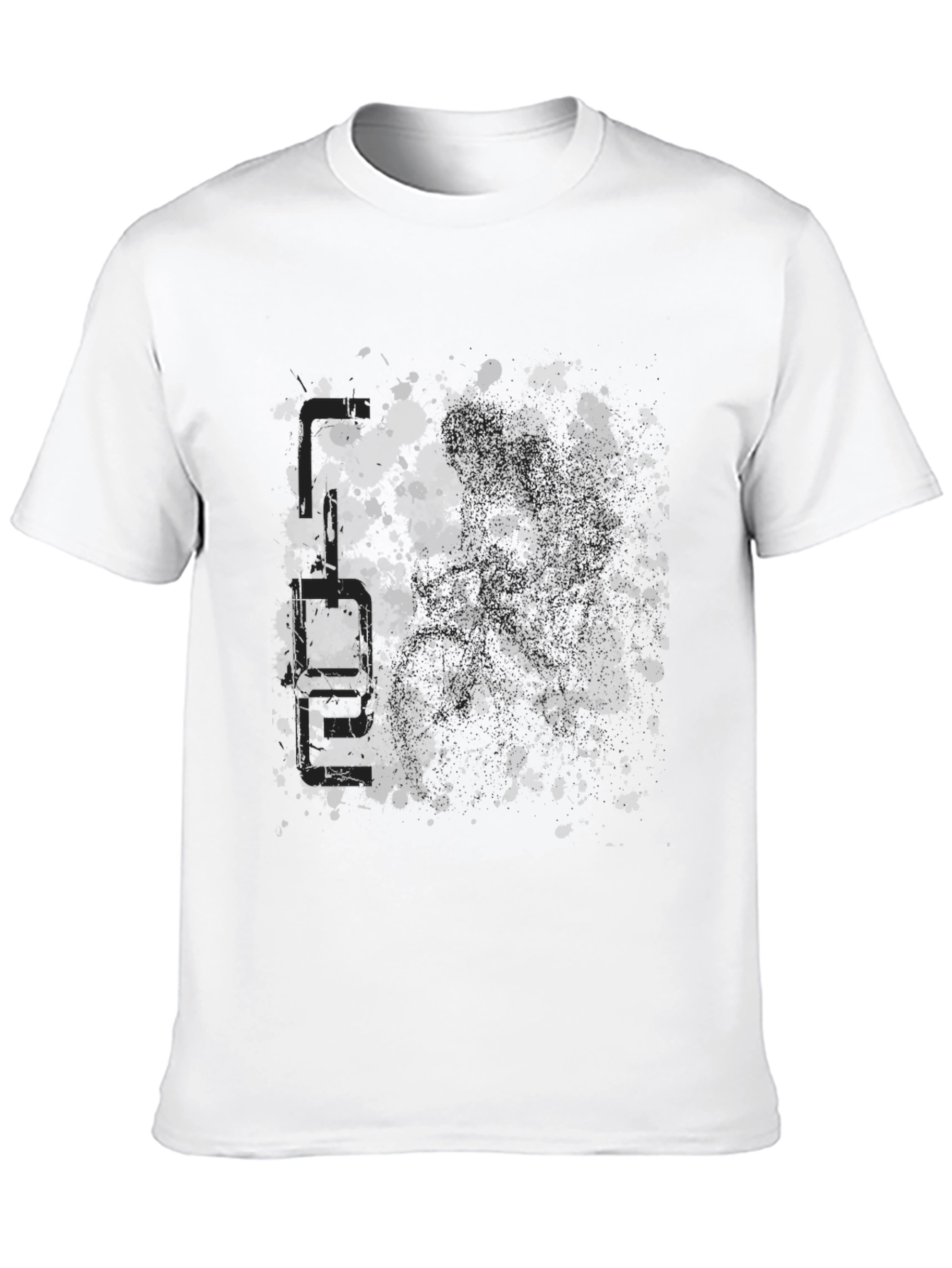 Mens Graphic Black T-Shirt - Abstract Splatter Design