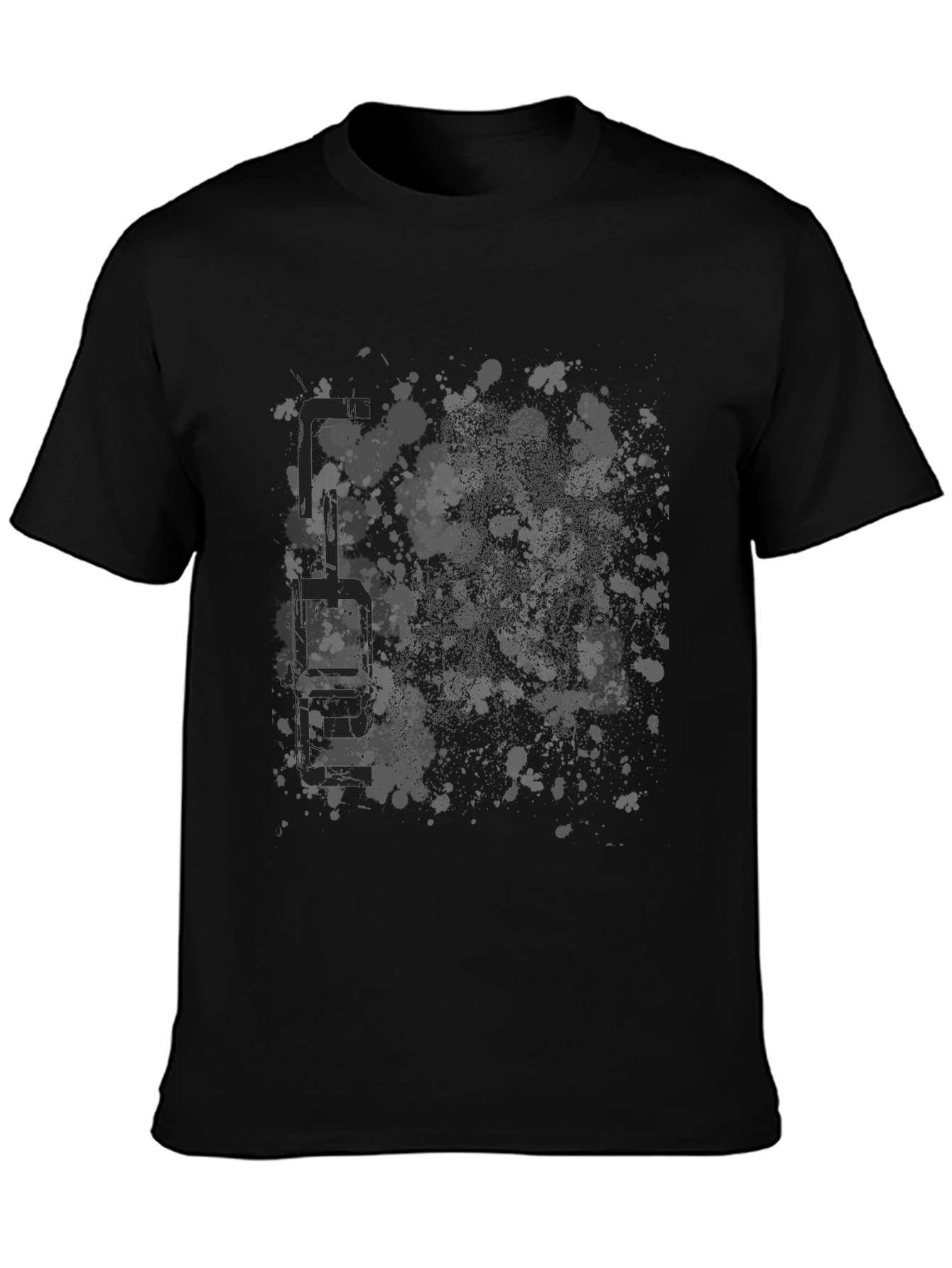 Mens Graphic Black T-Shirt - Abstract Splatter Design