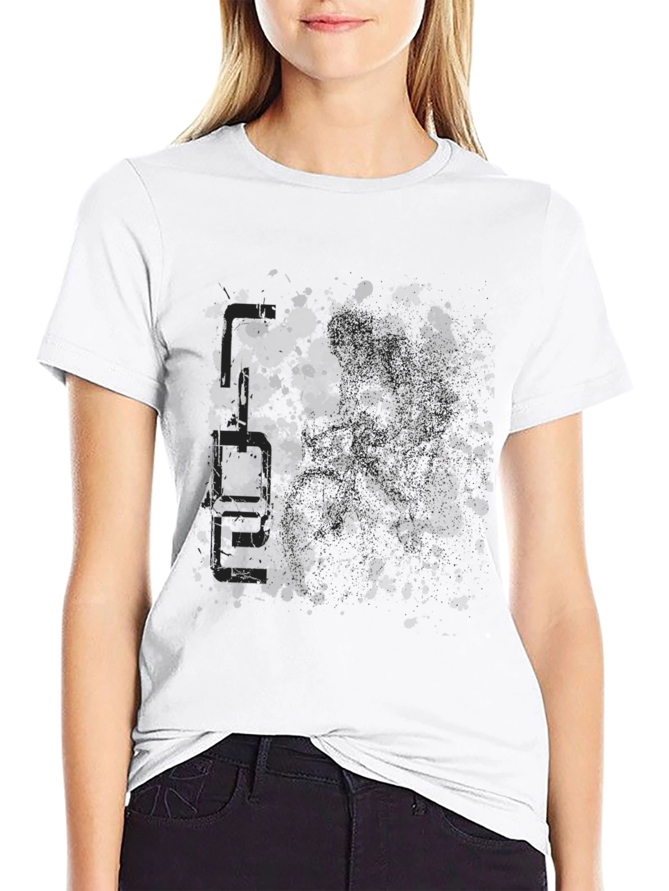 Mens Graphic Black T-Shirt - Abstract Splatter Design