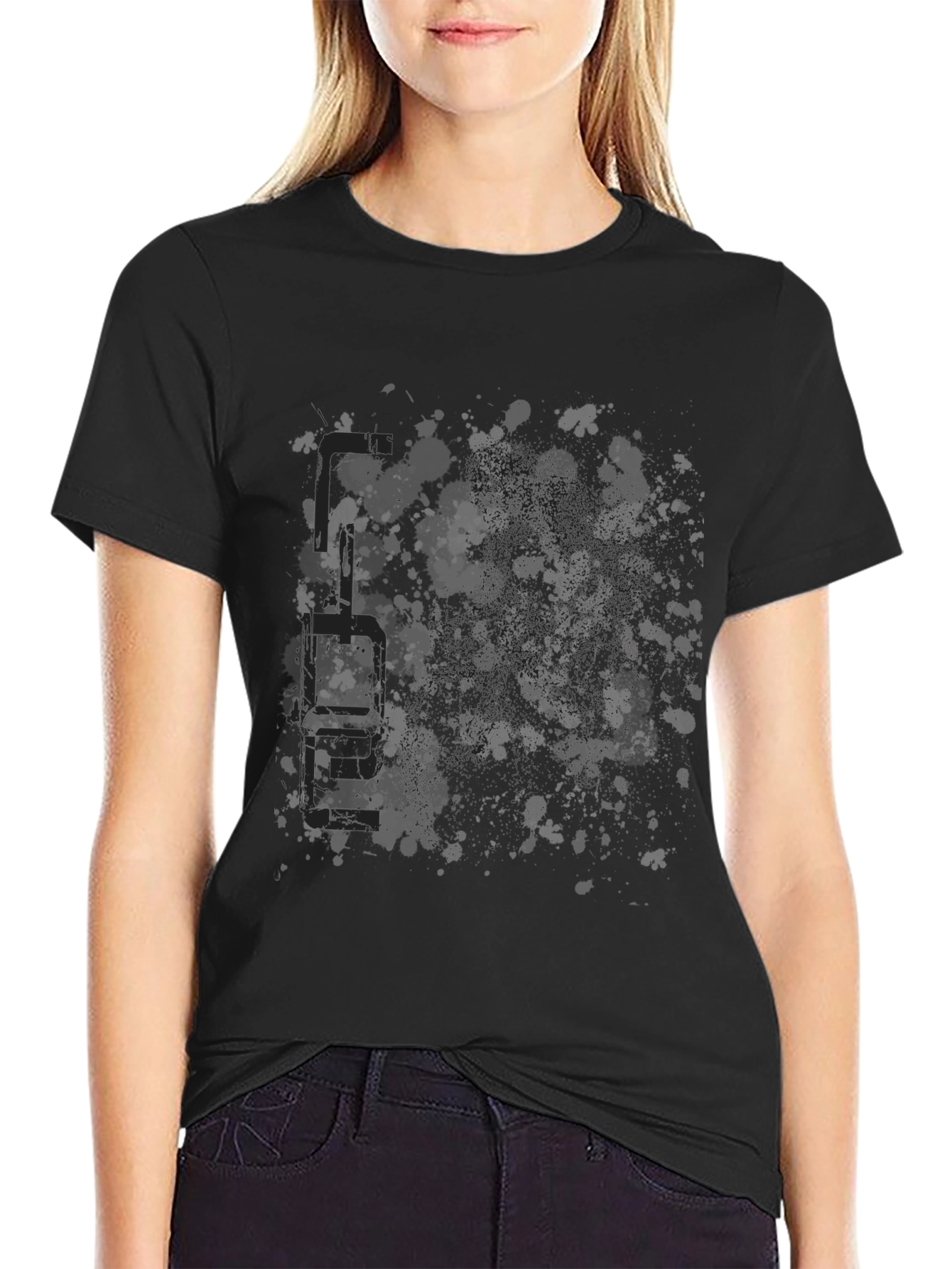 Mens Graphic Black T-Shirt - Abstract Splatter Design
