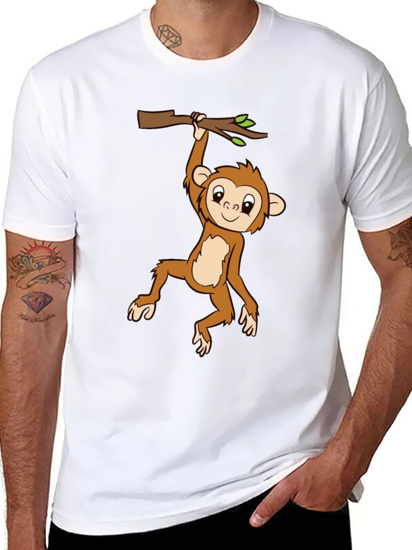 Monkey Hanging From a Tree Branch T-Shirt