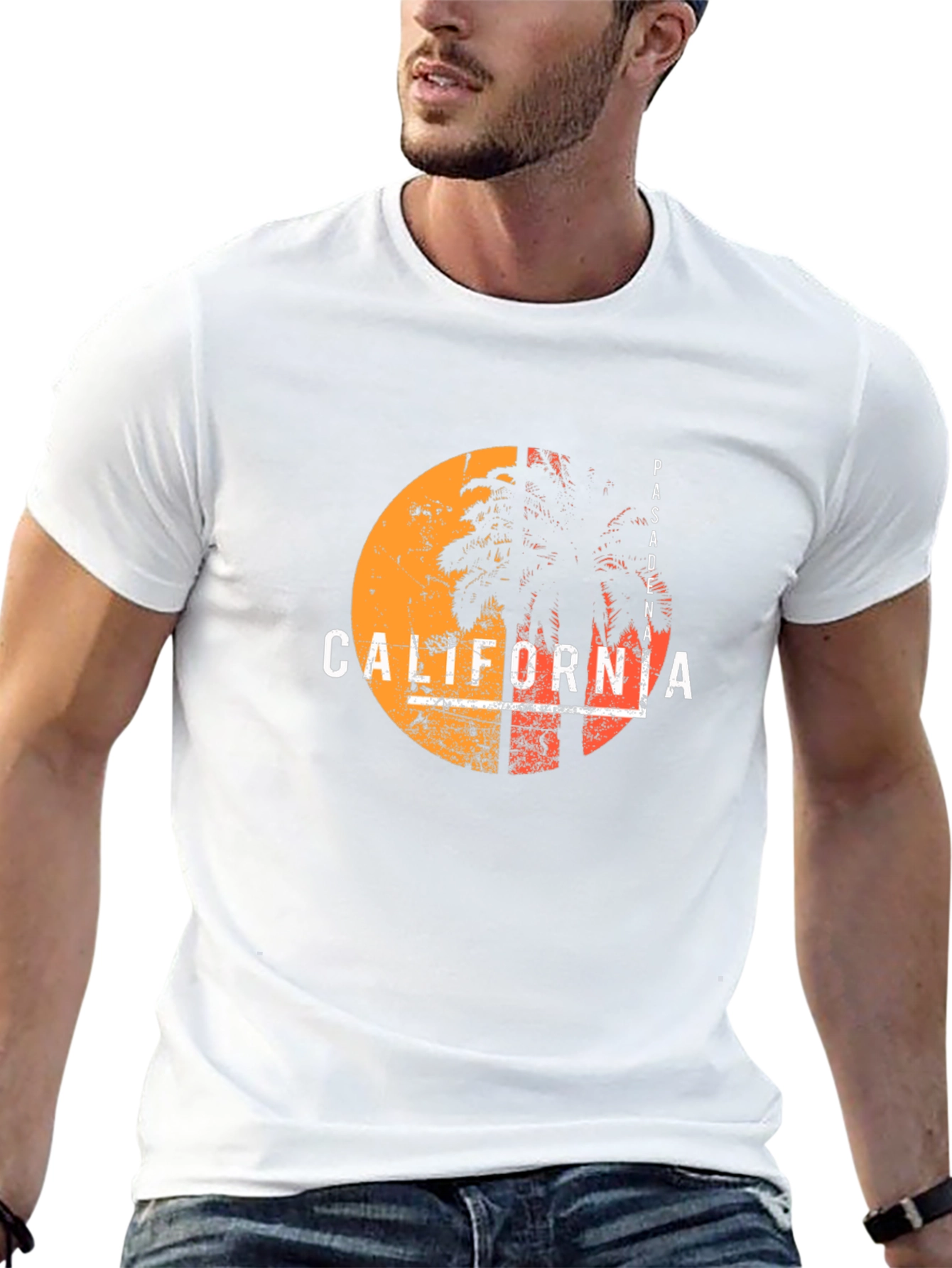 California Sunset T-Shirt - Retro Palm Tree Design