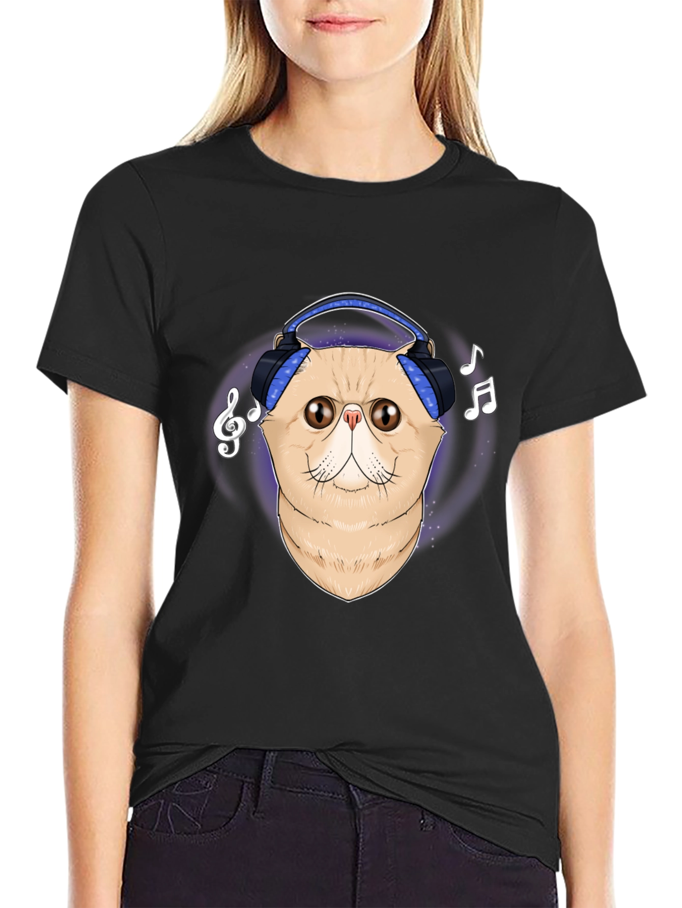 Cool Cat Headphones Graphic T-Shirt