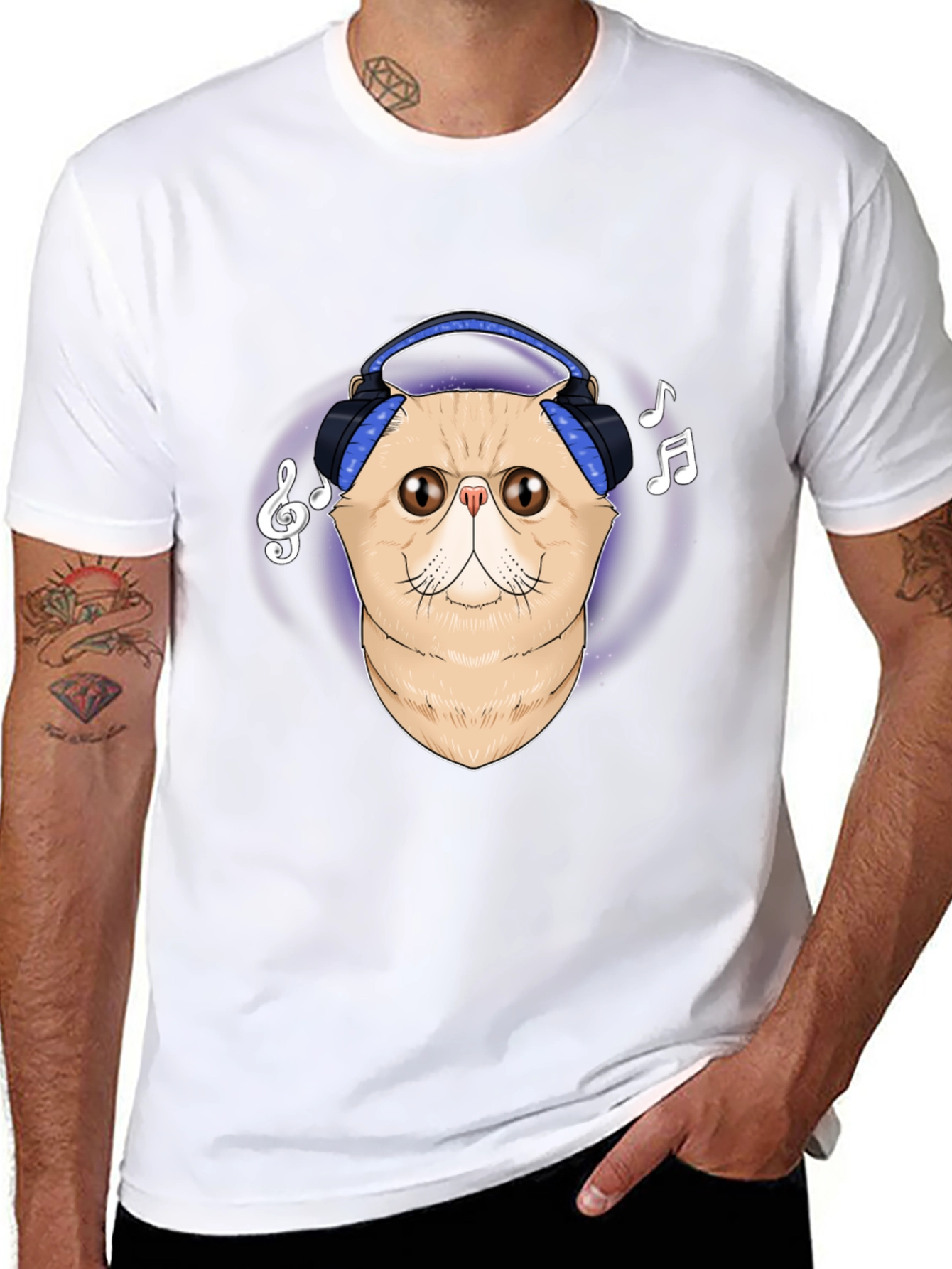 Cool Cat Headphones Graphic T-Shirt